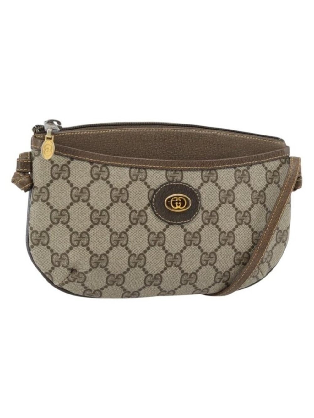 Authentic GUCCI GG Supreme Shoulder Bag PVC Beige Gold 904 02 020
